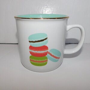 Davids Tea Macaron Graphic White Blue Pink Green Gold Coffee Mug